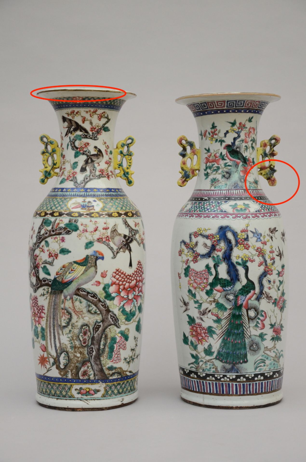 2 vases in Chinese porcelain 'birds' and 'antiquities' (h60cm) (*) - Bild 2 aus 5