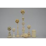 Collection of Cantonese ivory objects 19th century (10.5 - 42cm) (*)