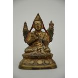 A lacquered bronze sculpture 'Tsongkapa' 19th century (h10cm)