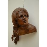 A wooden fragment 'head of a woman' 17th-18th century (51x47x17cm)