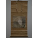 Oriental hanging scroll 'the white heron' (46x54cm)
