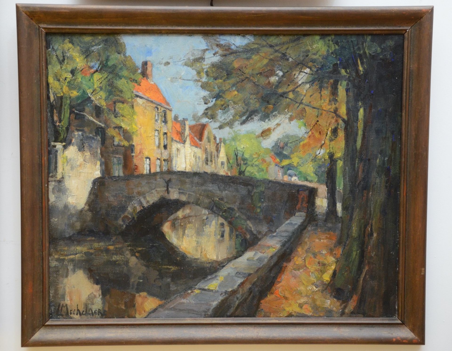 L. Mechelaere: 3 paintings (o/c) 'views of Bruges' (42x48)( 65x80) (100x80cm) - Image 4 of 4