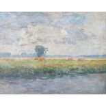 Emile Claus: painting (o/d) 'river view' (30x40cm)