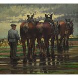 Achille Van Sassenbrouck: painting (o/c) 'draft horses' (100x110cm)