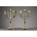 A pair of silver five-armed candlesticks 800/1000 (44x24cm)