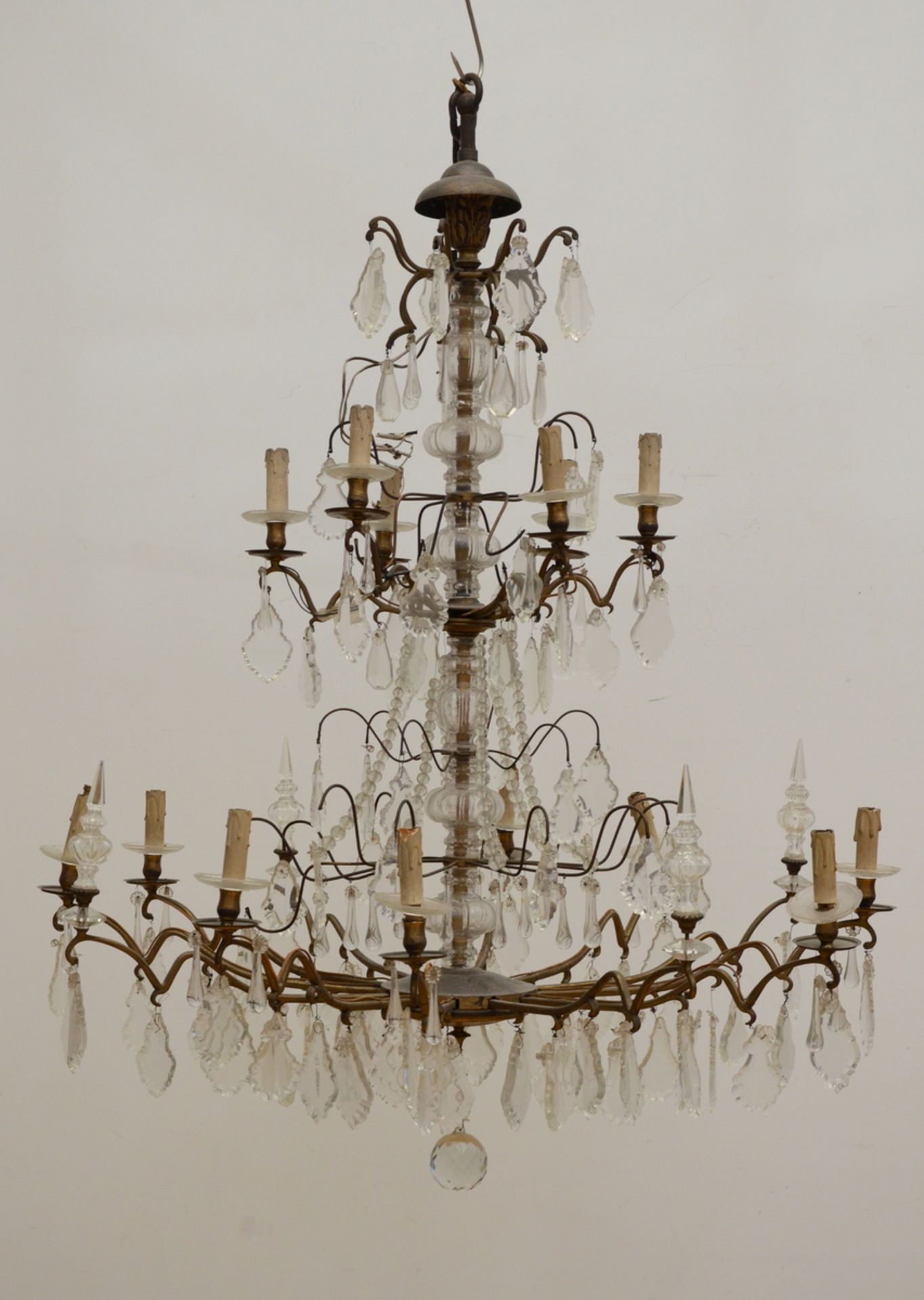 Large chandelier with crystal plaques (H122xdia106) - Image 3 of 3