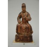 A Chinese wooden statue 'Taoist Deity' (h41cm)