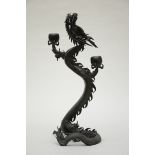 Japanese bronze candle holder 'dragon' (58x28x24cm) (*)