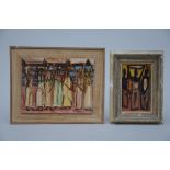 F. Jespers: painting (o/p) two African works (15.5x20cm)(9x14.5cm)