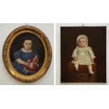 Lot: two children portraits by Blondel 1864 and Provost (61x52cm) (63x51cm)