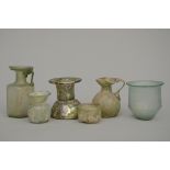 Lot: 6 glass vase Roman (?) (from 4 to 11.5cm)