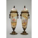 Two porcelain vases with bronze mounts (h46cm) (*)