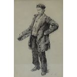 Emile Claus: lithograph 'street seller' (29x19cm)