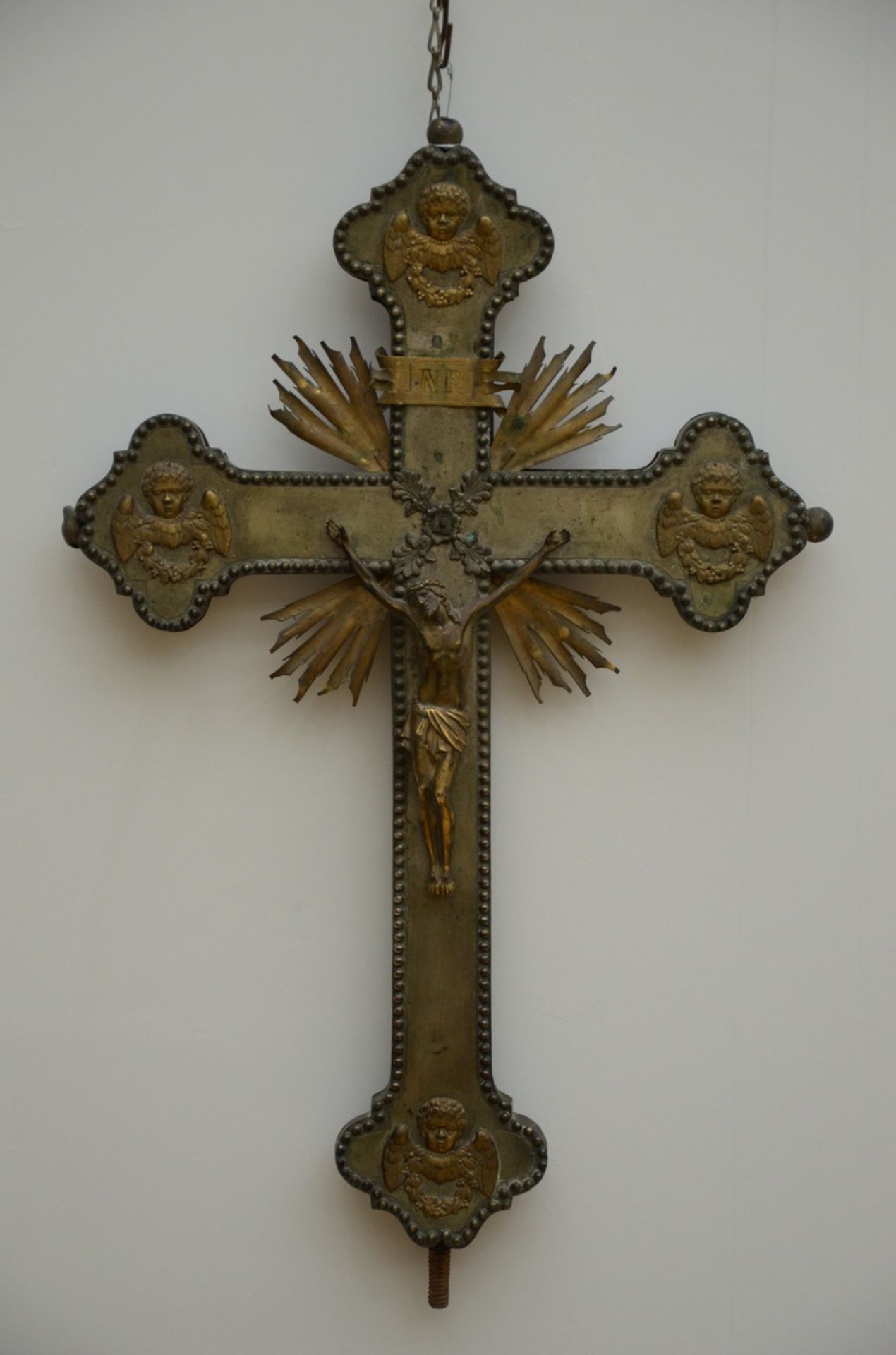 Metal procession cross with Christ and Madonna (57x37) (*)