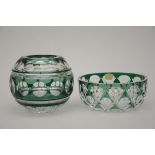 Val Saint Lambert: crystal bowl and vase (h17 x20 & h9.5x22.5cm)