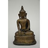 Burmese Buddha in lacquered bronze (h21.5cm)