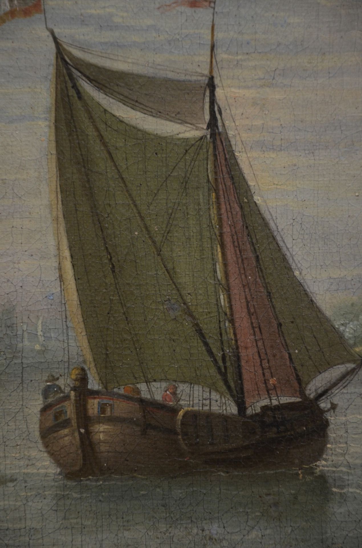 Anonymous (17th-18th century): painting (o/c) 'view of a river' (66x78cm) - Image 4 of 5