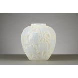 René Lalique: a glass vase 'parakeets' (25cm)