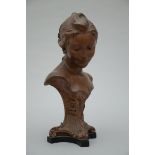 Dom Van Den Boscche: women's bust in terra cotta (50x28x22cm)