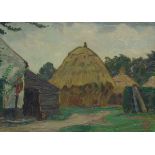 Leon De Smet: painting (o/c) 'haystack' (40.5x55.5cm)