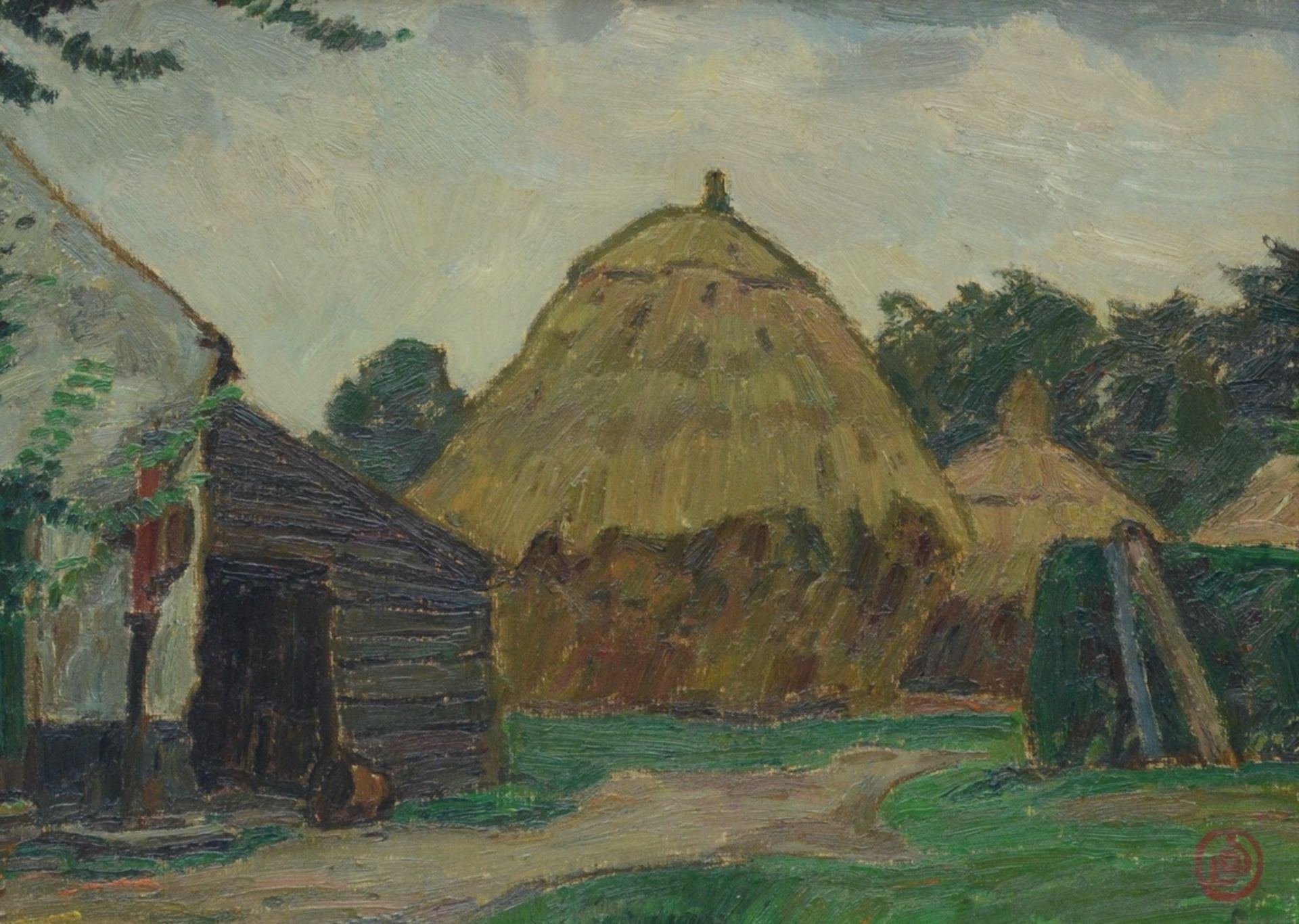 Leon De Smet: painting (o/c) 'haystack' (40.5x55.5cm)