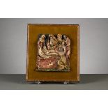 Carved relief in polychrome wood 'Entombment' 16th/17th century (h21cm)