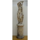 Monumental sculpture in plaster on a pedestal 'elegant lady' 19th century (h264cm) (*)