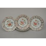 Six Chinese plates with floral decoration 18th century (6x23cm) (*)