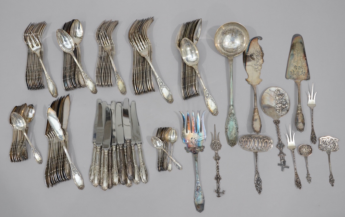 A silver cutlery set for 12 persons Delheid (*)