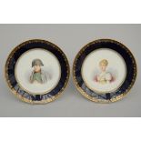 A pair of Sèvres plates 'Napoleon and Marie Louise' (dia 24.5cm)