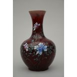 Chinese flambé vase with famille rose decoration (h36.5cm)