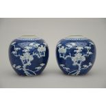 A pair of Chinese blue and white porcelain vases 'prunus' (h16.5cm)