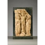 Carved relief in alabaster 'lamentation' Nottingham (h36cm) (*)