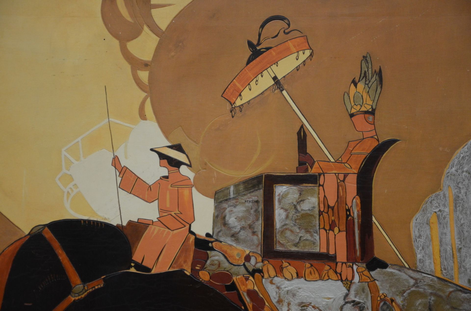 A. Marrecau: large painting on panel 'Oriental scene with elephant' (139x205cm) (*) - Bild 2 aus 5
