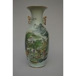 Chinese famille rose vase 'silk production' (56.5cm)