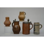 Lot: 5 pieces in stoneware (from h13.5 to 22cm) (*)