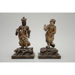 A pair of Japanese wooden temple guards Edo period (h47 and h49cm) (*)