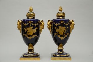 Pair of cobalt blue faience vases 19th century (h 72cm) (*)
