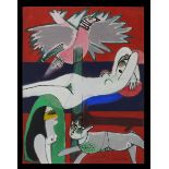 Corneille (1975): work on paper 'naked lady with bird' (40x30cm)