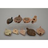 A collection of 9 oil lamps Roman period (from 9 to 13cm)