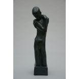 George Minne (posthumous casting): 'kneeling young boy' sculpture in patinated plaster (