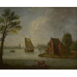Anonymous (17th-18th century): painting (o/c) 'view of a river' (66x78cm)