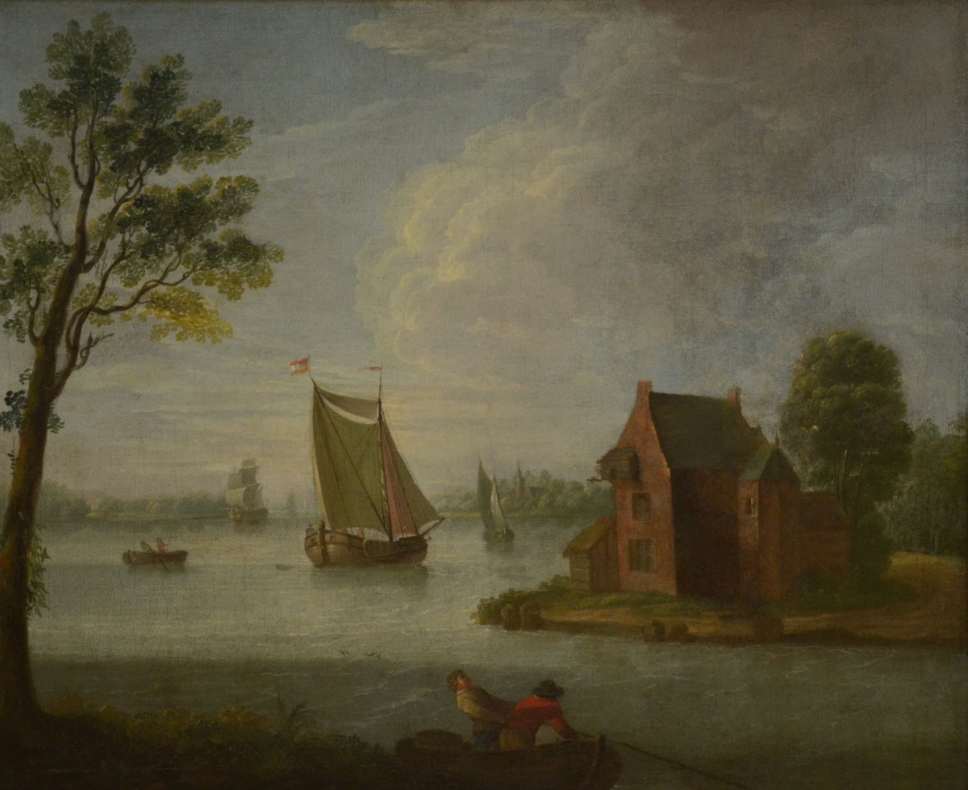 Anonymous (17th-18th century): painting (o/c) 'view of a river' (66x78cm)