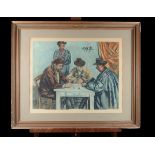 Colored lithograph 'card players' Cézanne by Villon (48x60cm) (*)