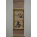An oriental hanging scroll 'landscape in black ink' (62x29cm) (*)