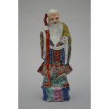 Chinese sage in polychrome porcelain (h37cm) (*)