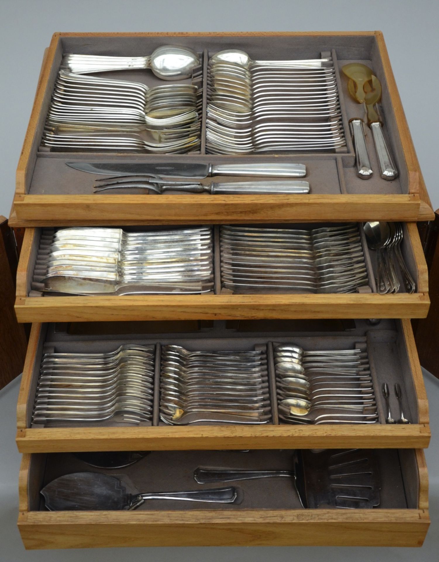 A case with silverplated metal cutlery set Art Deco model (*)