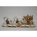 Large group in porcelain 'coach of the French king' (l 80 cm)