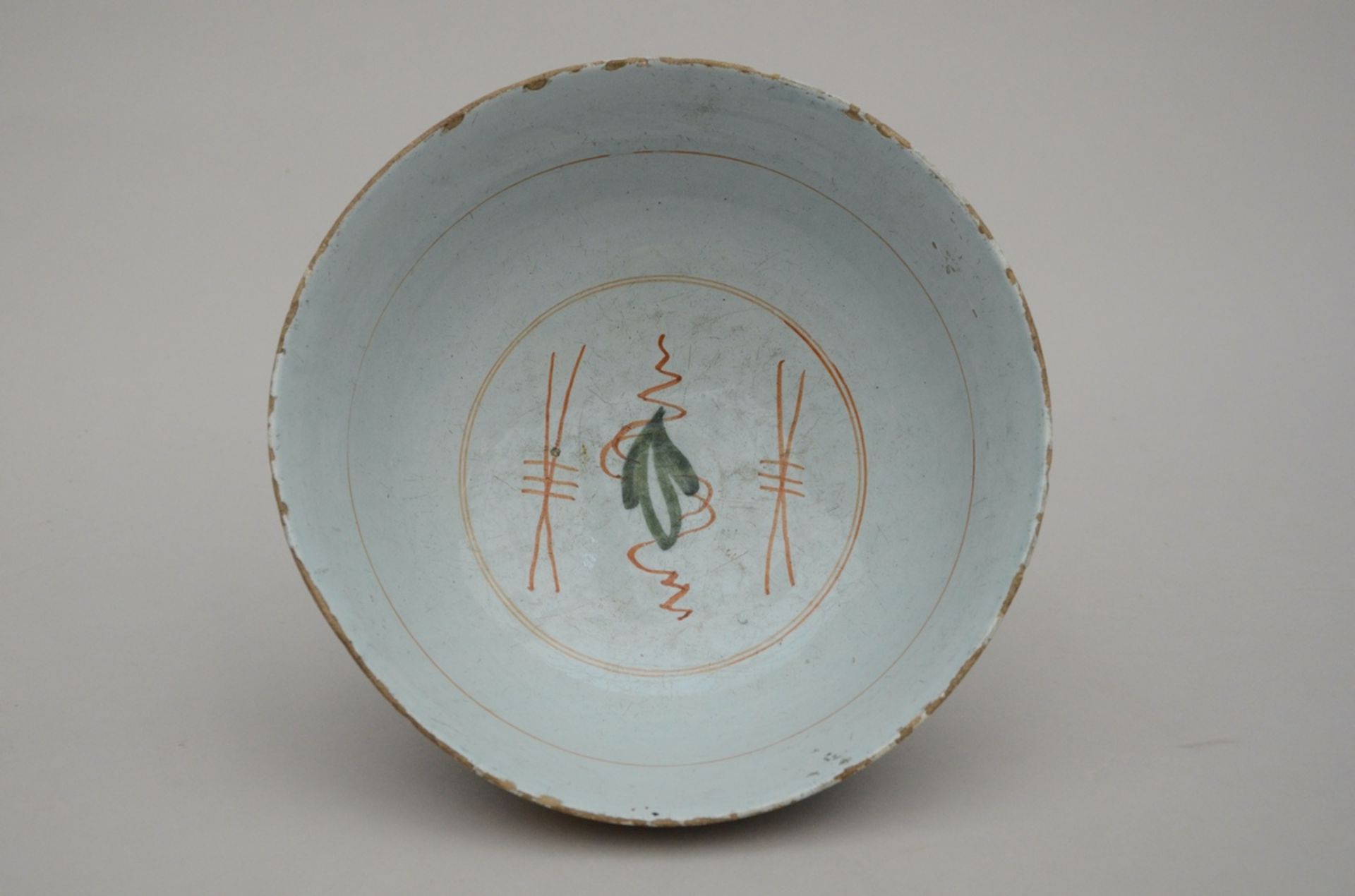 A Delft polychrome bowl 18th Century (h11.5 dia25.5cm) - Image 2 of 3