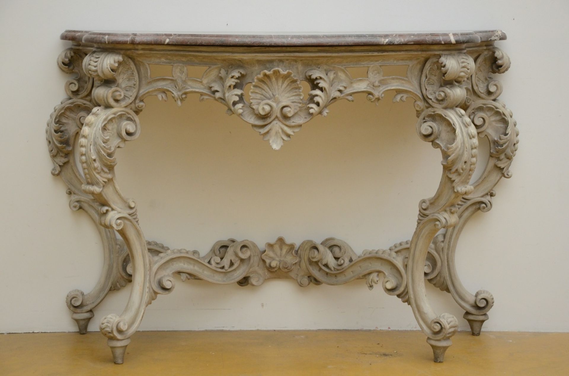 Louis XV style console with marble top 20th century (96x135x53cm) (*)